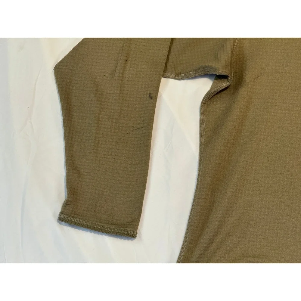 Polartec Coyote Brown Grid Fleece Quarter Zip Tactical Pullover Mens XL Made USA